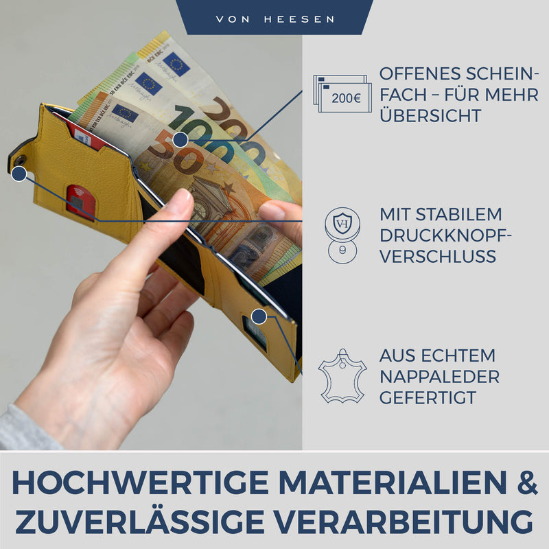 Slim Wallet mit RFID-Schutz, 5 Kartenfächer und XXL-Münzfach