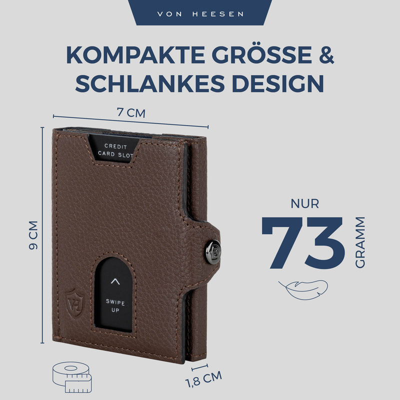 Slim Wallet mit RFID-Schutz, 5 Kartenfächer und XXL-Münzfach
