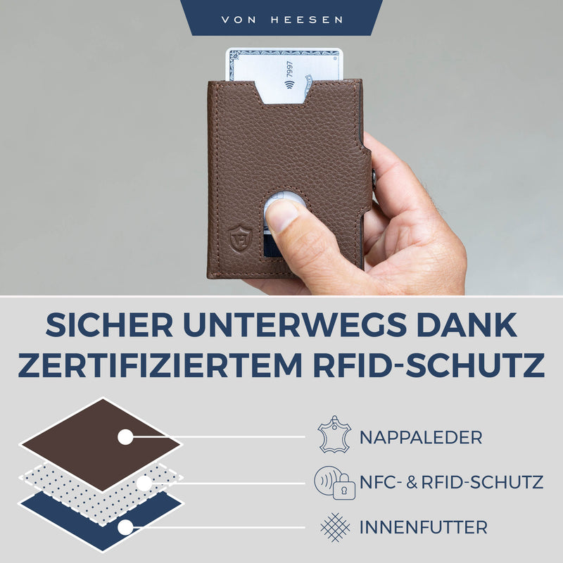 Slim Wallet mit RFID-Schutz, 5 Kartenfächer und XXL-Münzfach
