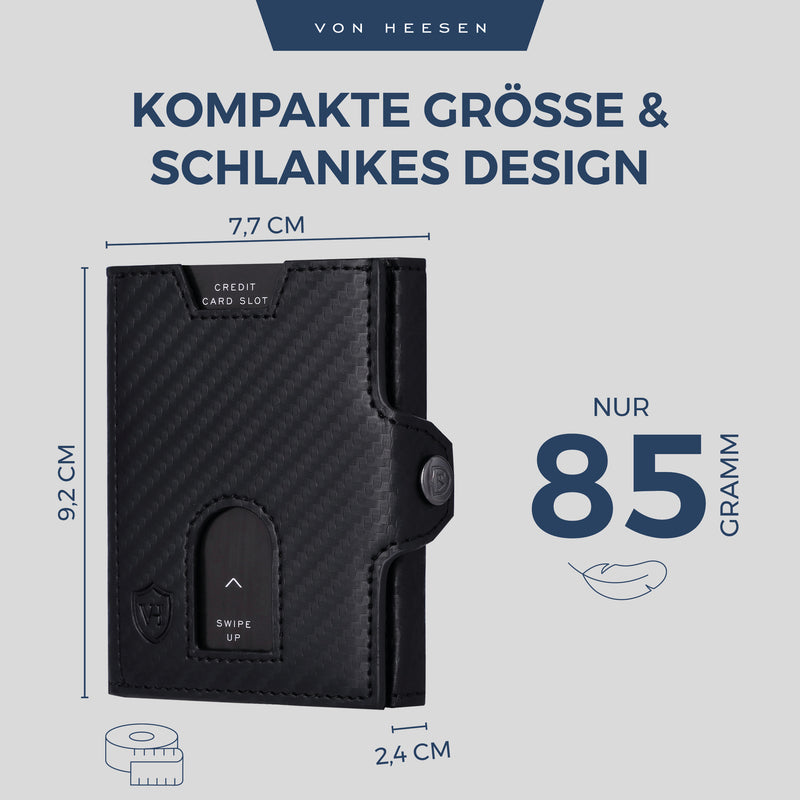 Slim Wallet mit RFID-Schutz, 5 Kartenfächer und XXL-Münzfach