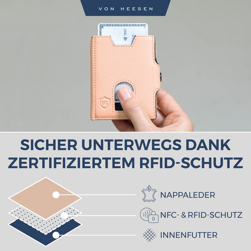 Slim Wallet mit RFID-Schutz, 5 Kartenfächer und XXL-Münzfach