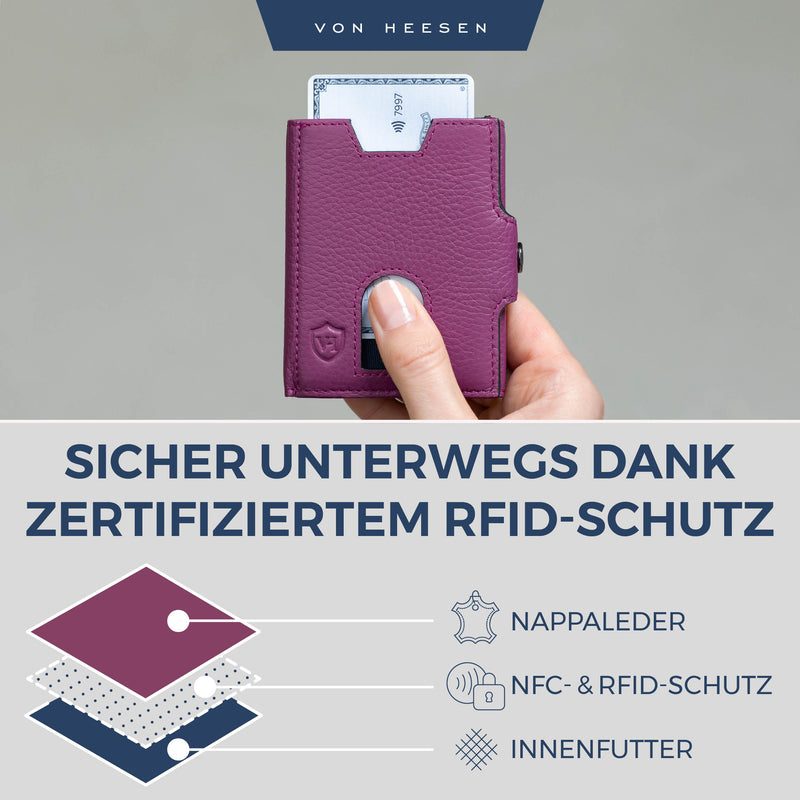 Slim Wallet mit RFID-Schutz, 5 Kartenfächer und XXL-Münzfach