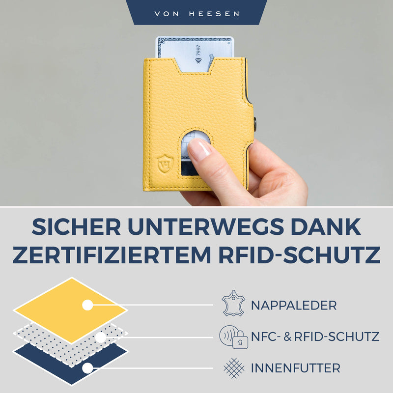 Slim Wallet mit RFID-Schutz, 5 Kartenfächer und XXL-Münzfach