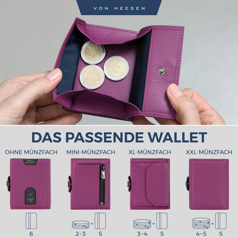 Slim Wallet mit RFID-Schutz, 5 Kartenfächer und XXL-Münzfach