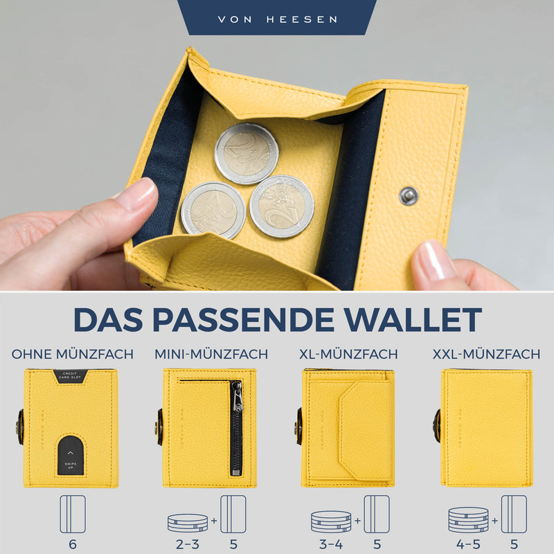 Slim Wallet mit RFID-Schutz, 5 Kartenfächer und XXL-Münzfach
