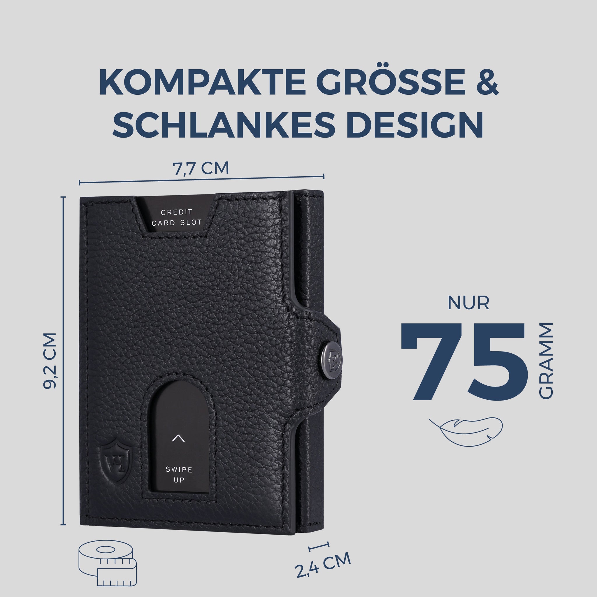 Slim Wallet mit RFID-Schutz, 5 Kartenfächer & XXL-Münzfach (Genarbt)