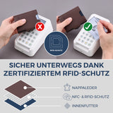 Slim Wallet mit RFID-Schutz, 5 Kartenfächer & XXL-Münzfach (Genarbt)