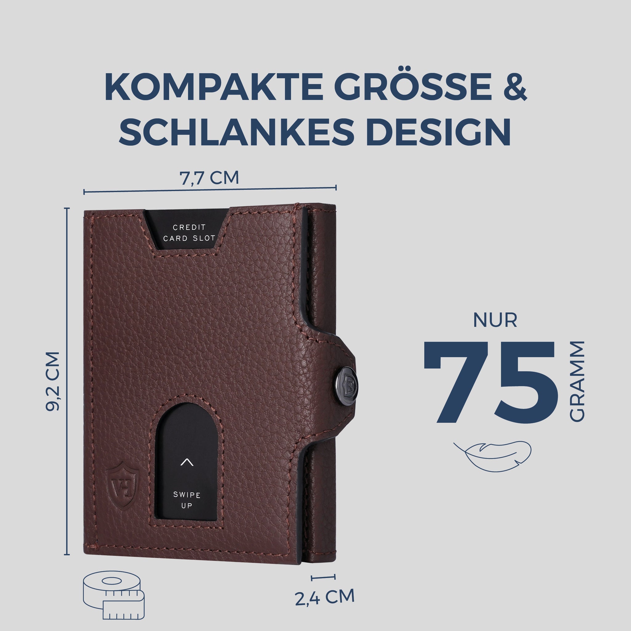 Slim Wallet mit RFID-Schutz, 5 Kartenfächer & XXL-Münzfach (Genarbt)