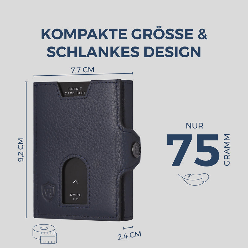 Slim Wallet mit RFID-Schutz, 5 Kartenfächer & XXL-Münzfach (Genarbt)