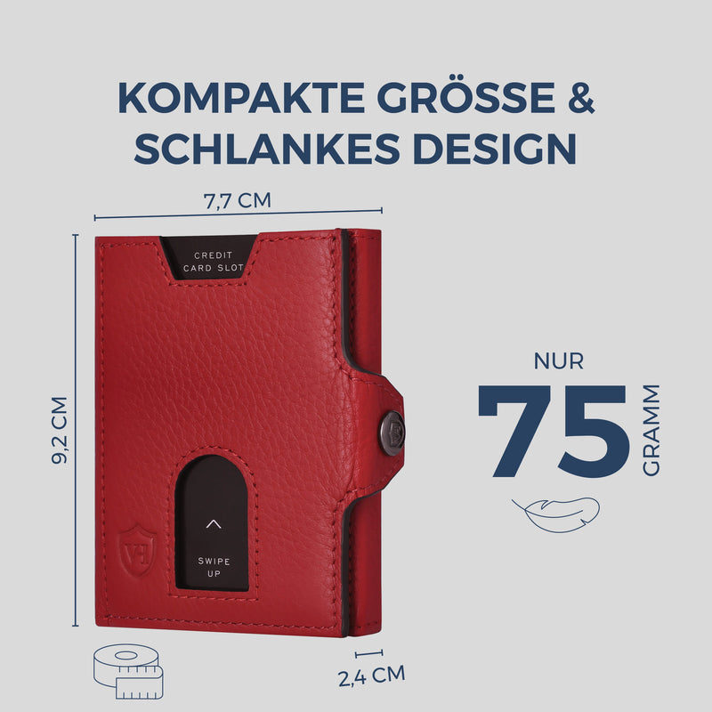 Slim Wallet mit RFID-Schutz, 5 Kartenfächer & XXL-Münzfach (Genarbt)