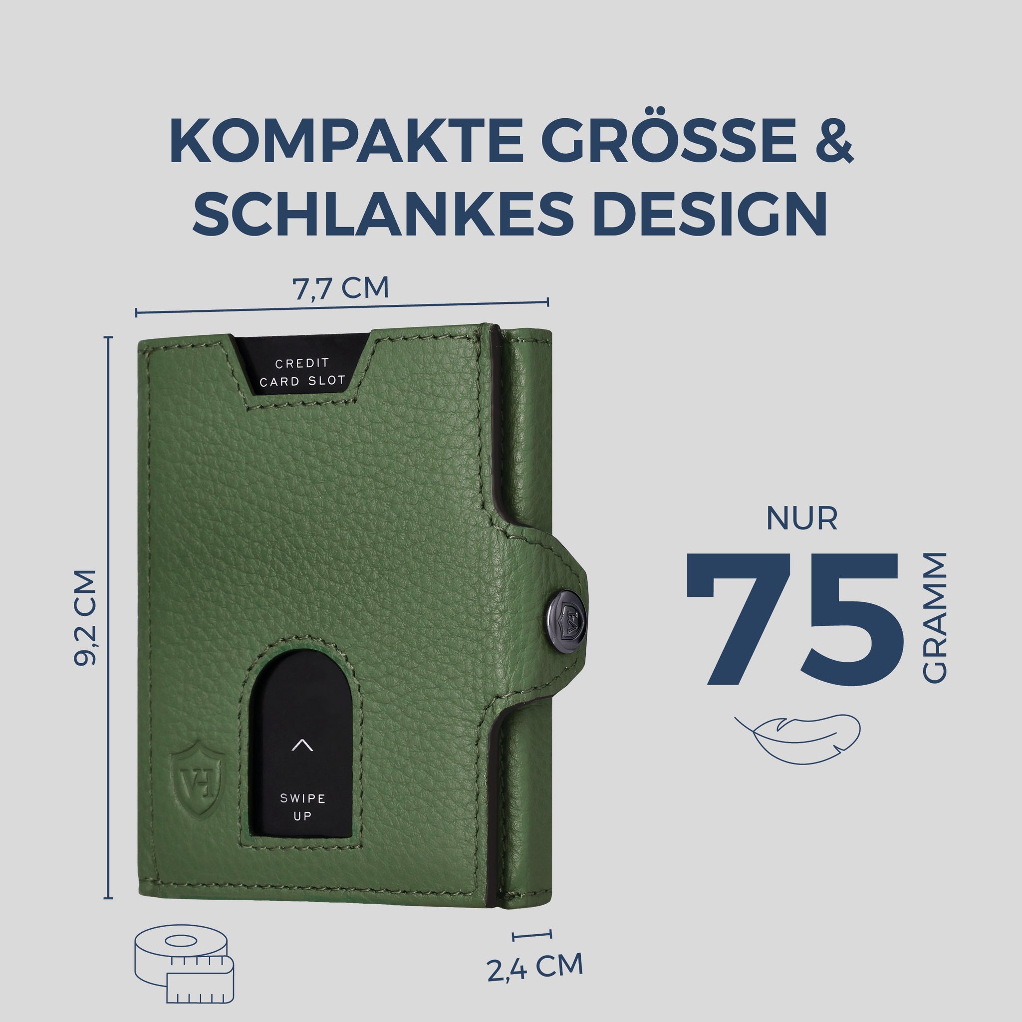 Slim Wallet mit RFID-Schutz, 5 Kartenfächer & XXL-Münzfach (Genarbt)