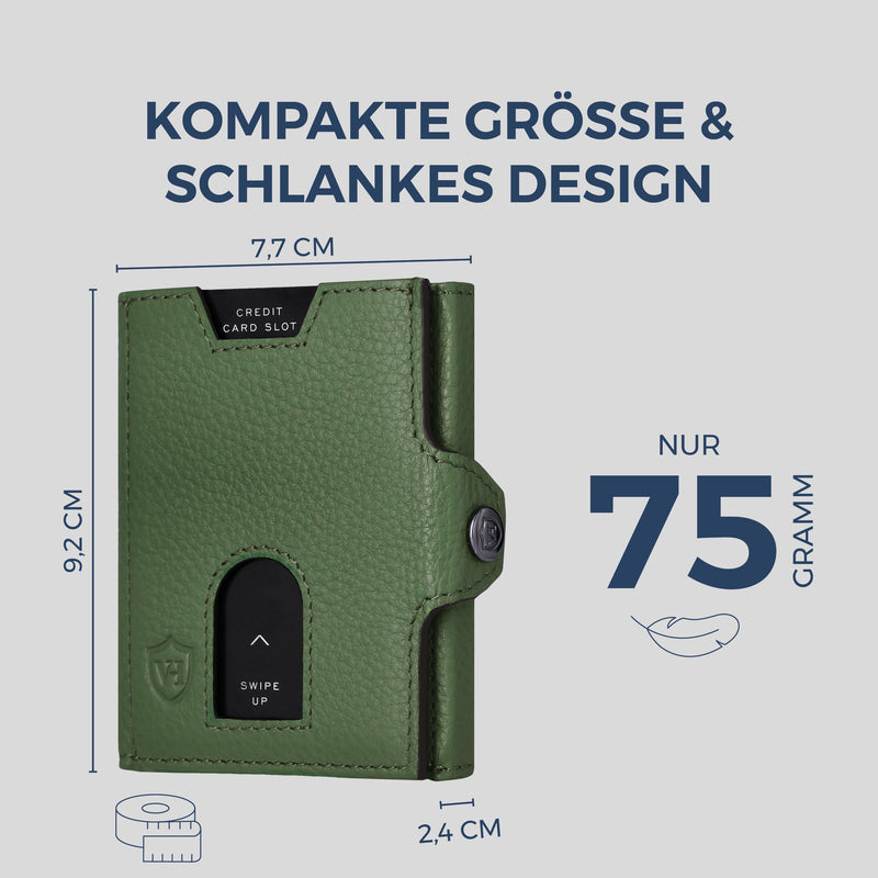Slim Wallet mit RFID-Schutz, 5 Kartenfächer & XXL-Münzfach (Genarbt)