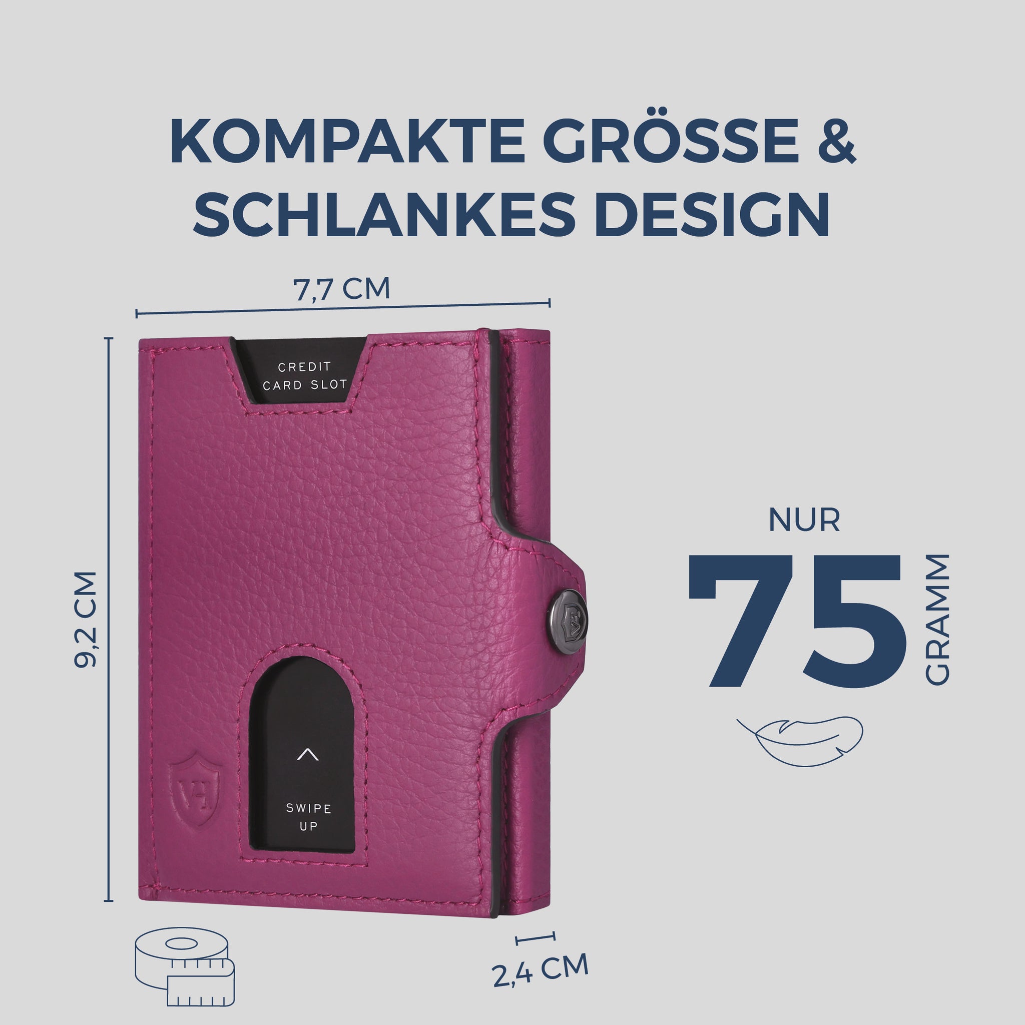 Slim Wallet mit RFID-Schutz, 5 Kartenfächer & XXL-Münzfach (Genarbt)