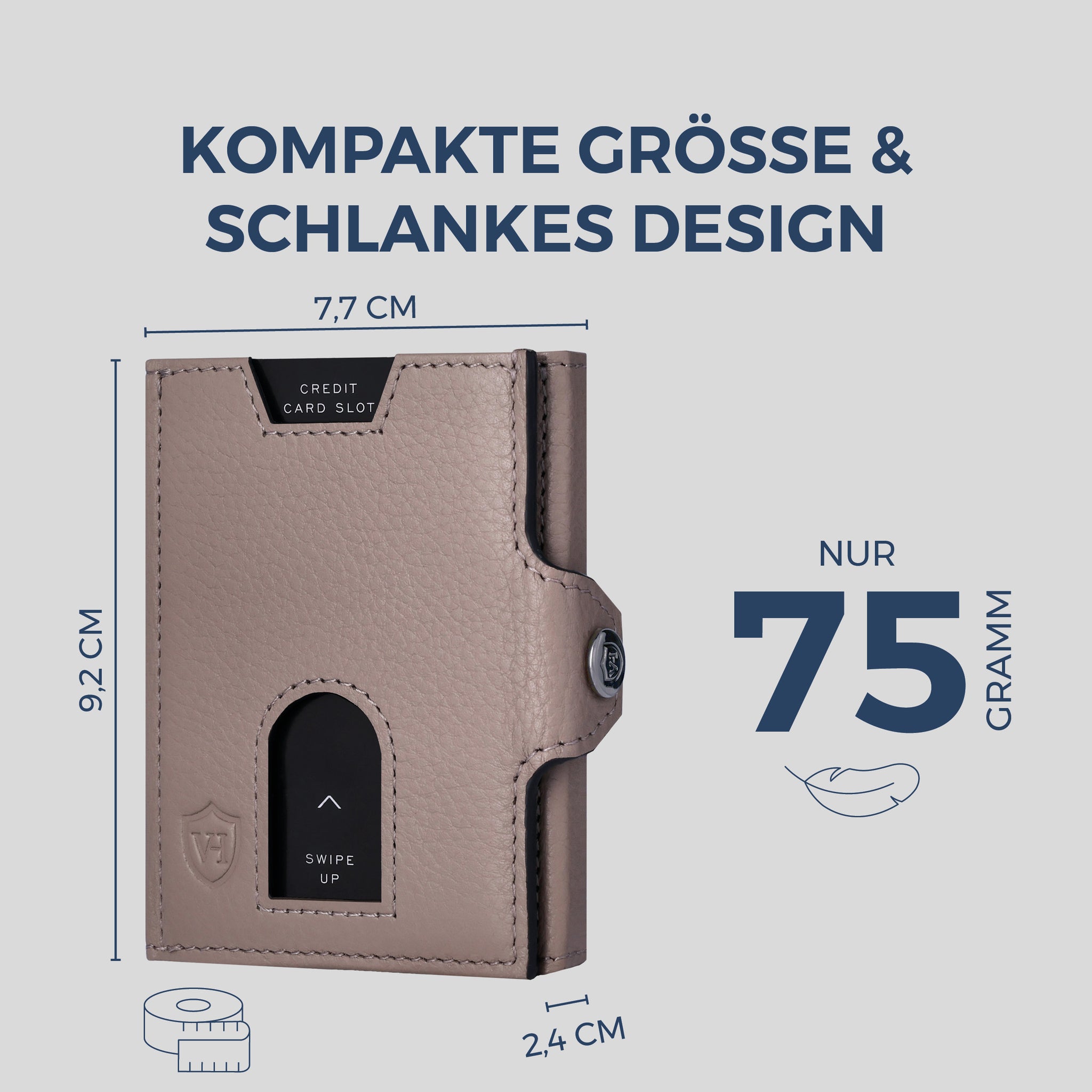 Slim Wallet mit RFID-Schutz, 5 Kartenfächer & XXL-Münzfach (Genarbt)