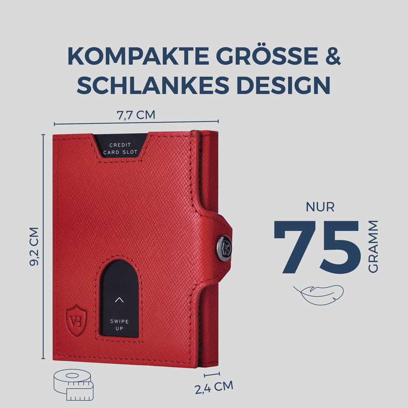 Slim Wallet mit RFID-Schutz, 5 Kartenfächer & XXL-Münzfach (Saffiano)