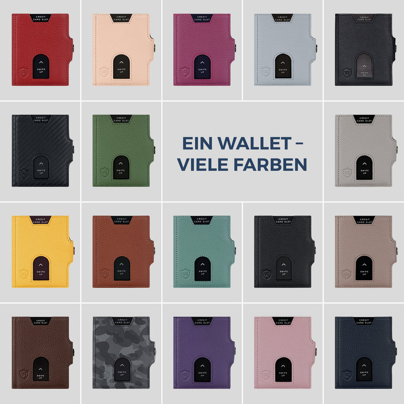 Slim Wallet mit RFID-Schutz, 5 Kartenfächer & XXL-Münzfach (Glatt)