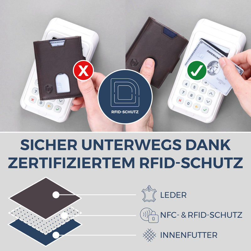 Slim Wallet mit RFID-Schutz, 5 Kartenfächer & XXL-Münzfach (Waxy)