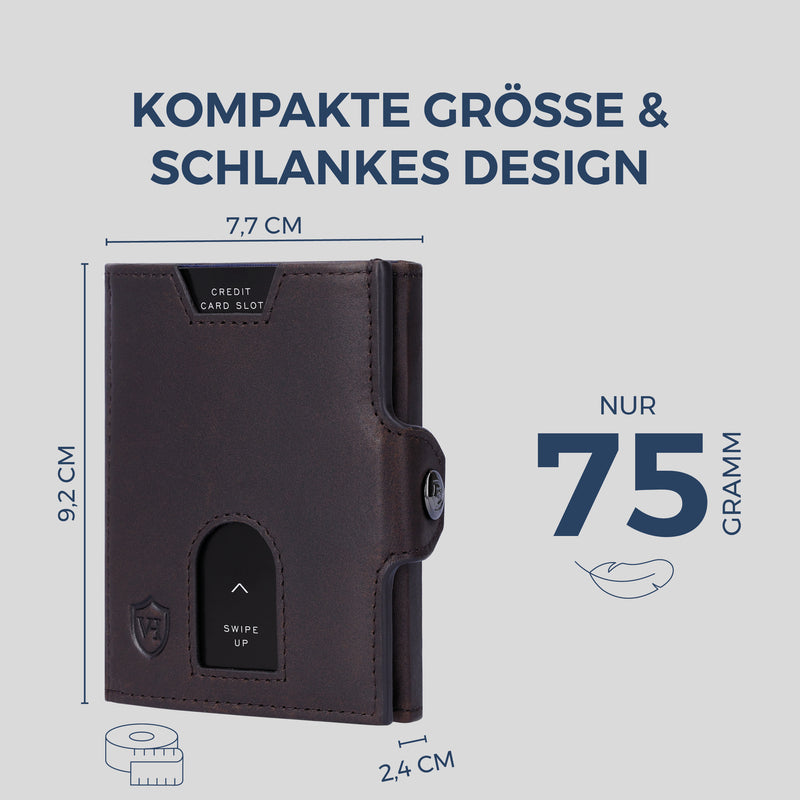 Slim Wallet mit RFID-Schutz, 5 Kartenfächer & XXL-Münzfach (Waxy)