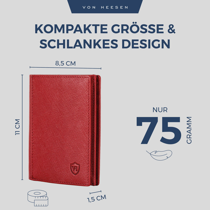 Geldbörse mit RFID-Schutz, 8 Kartenfächer und XXL-Münzfach (Saffiano)