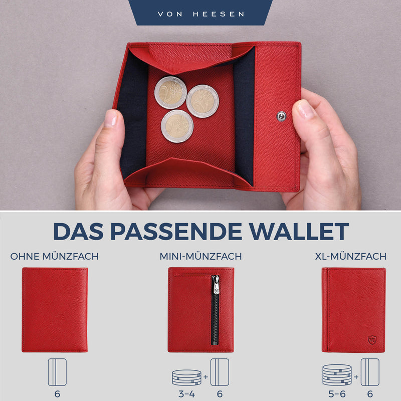 Geldbörse mit RFID-Schutz, 8 Kartenfächer und XXL-Münzfach (Saffiano)