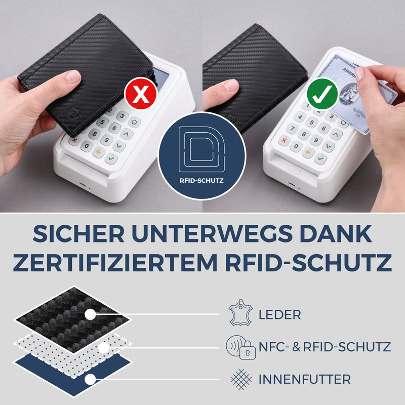 Geldbörse mit RFID-Schutz, 8 Kartenfächer und XXL-Münzfach