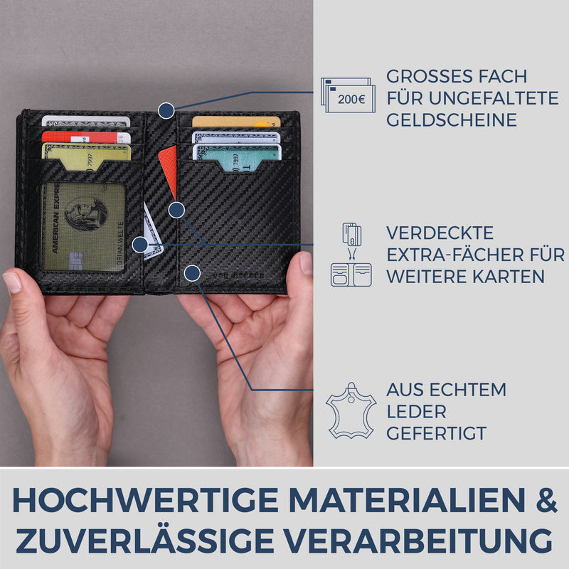 Geldbörse mit RFID-Schutz, 8 Kartenfächer und XXL-Münzfach