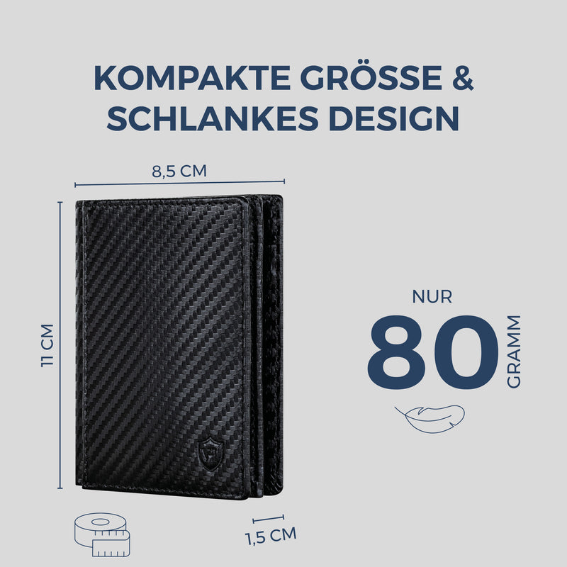 Geldbörse mit RFID-Schutz, 8 Kartenfächer und XXL-Münzfach