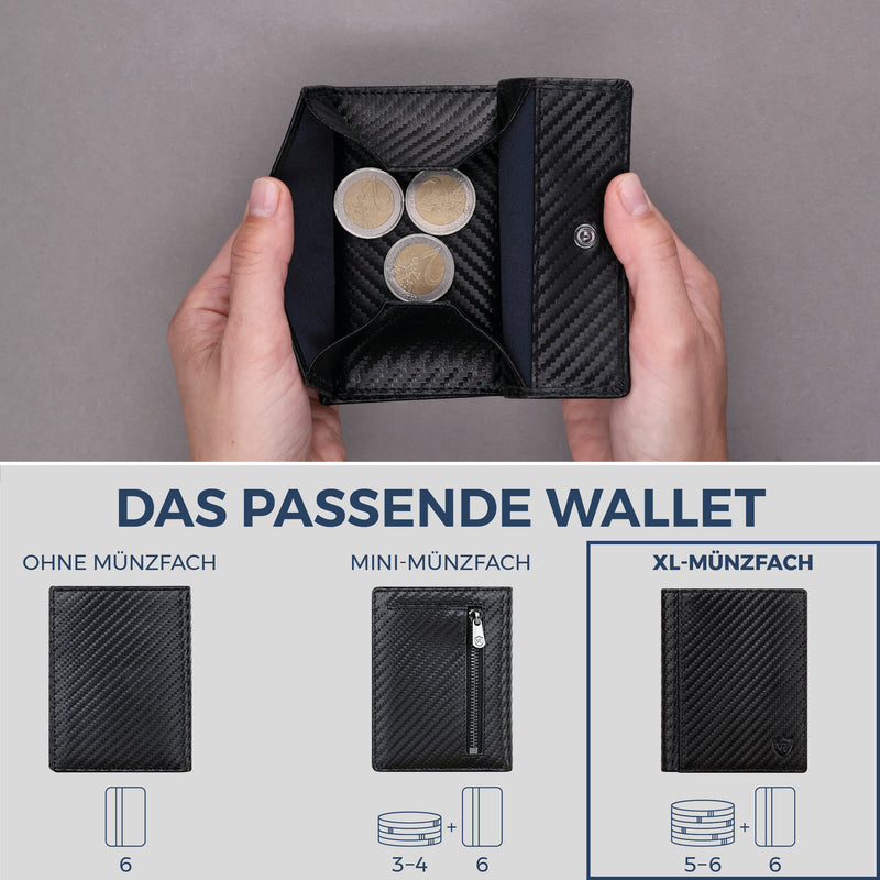 Geldbörse mit RFID-Schutz, 8 Kartenfächer und XXL-Münzfach