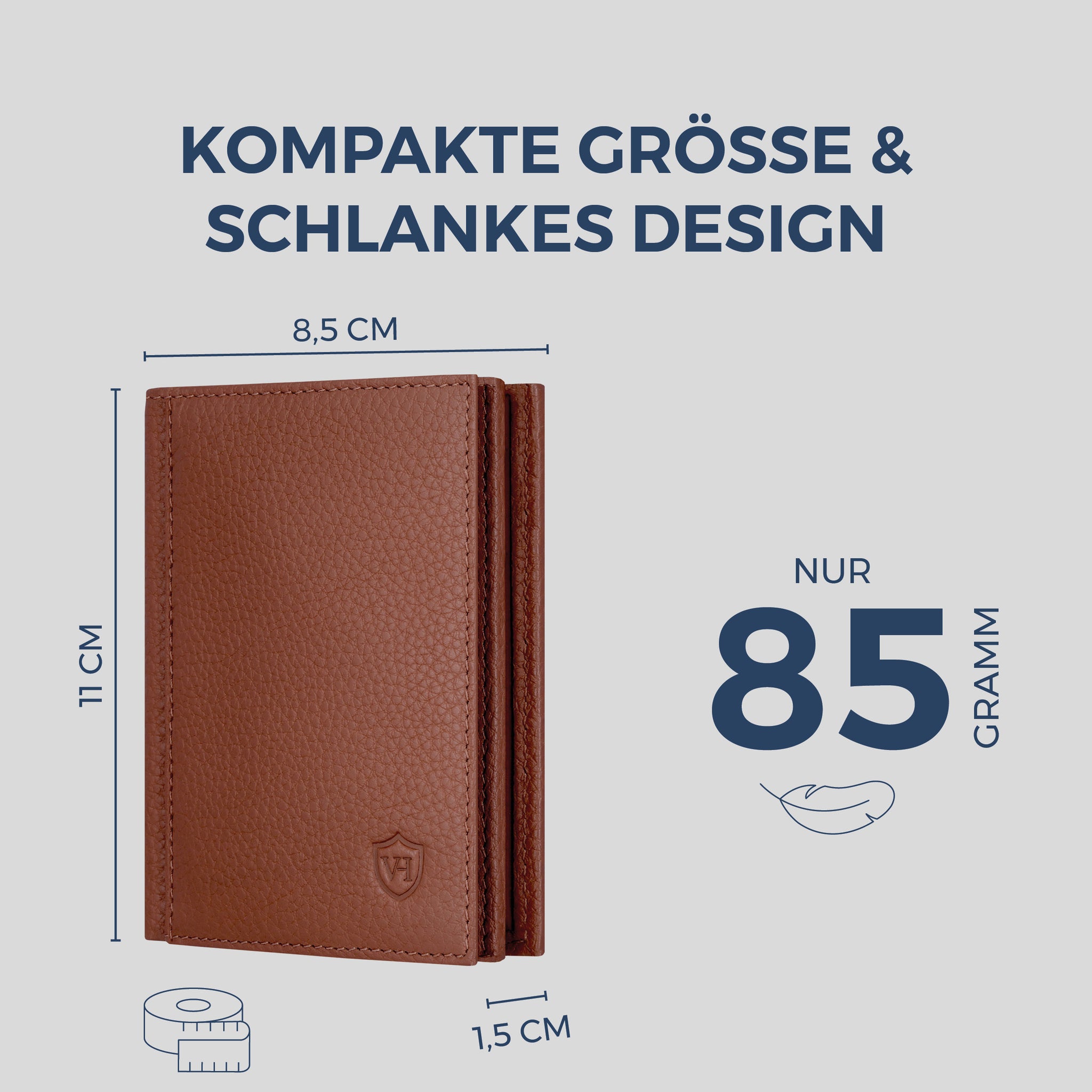 Geldbörse mit RFID-Schutz, 8 Kartenfächer und XXL-Münzfach (Genarbt)