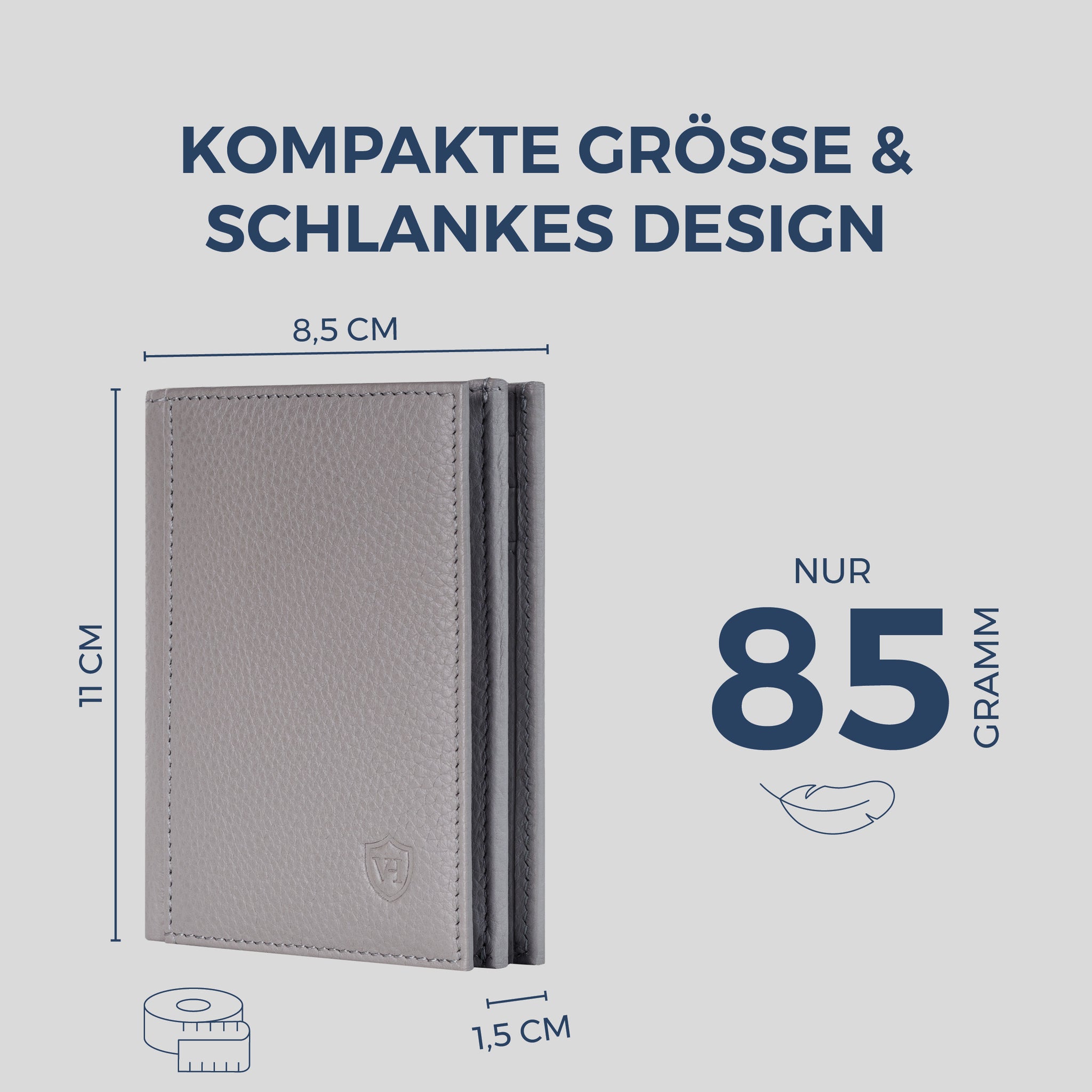 Geldbörse mit RFID-Schutz, 8 Kartenfächer und XXL-Münzfach (Genarbt)