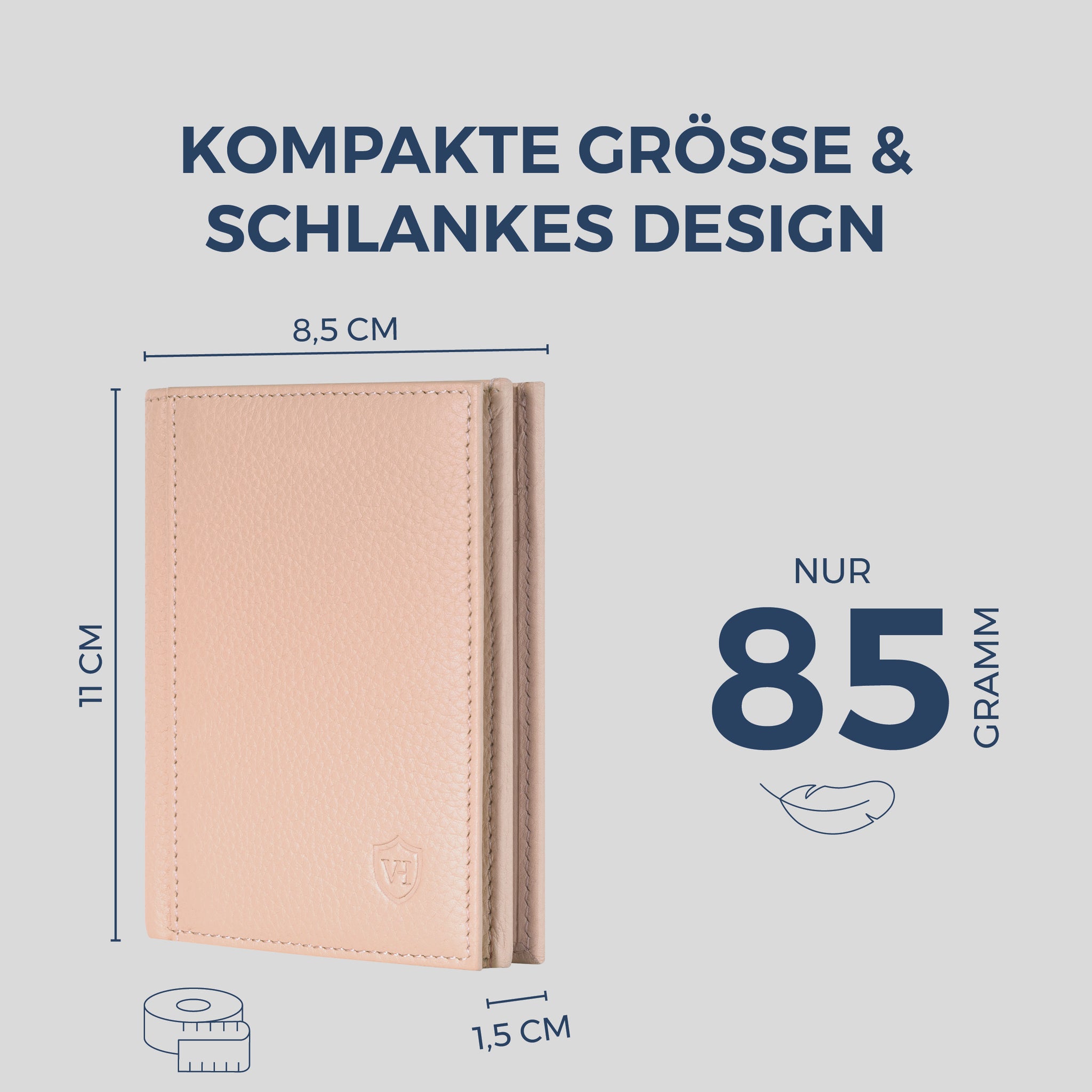 Geldbörse mit RFID-Schutz, 8 Kartenfächer und XXL-Münzfach (Genarbt)