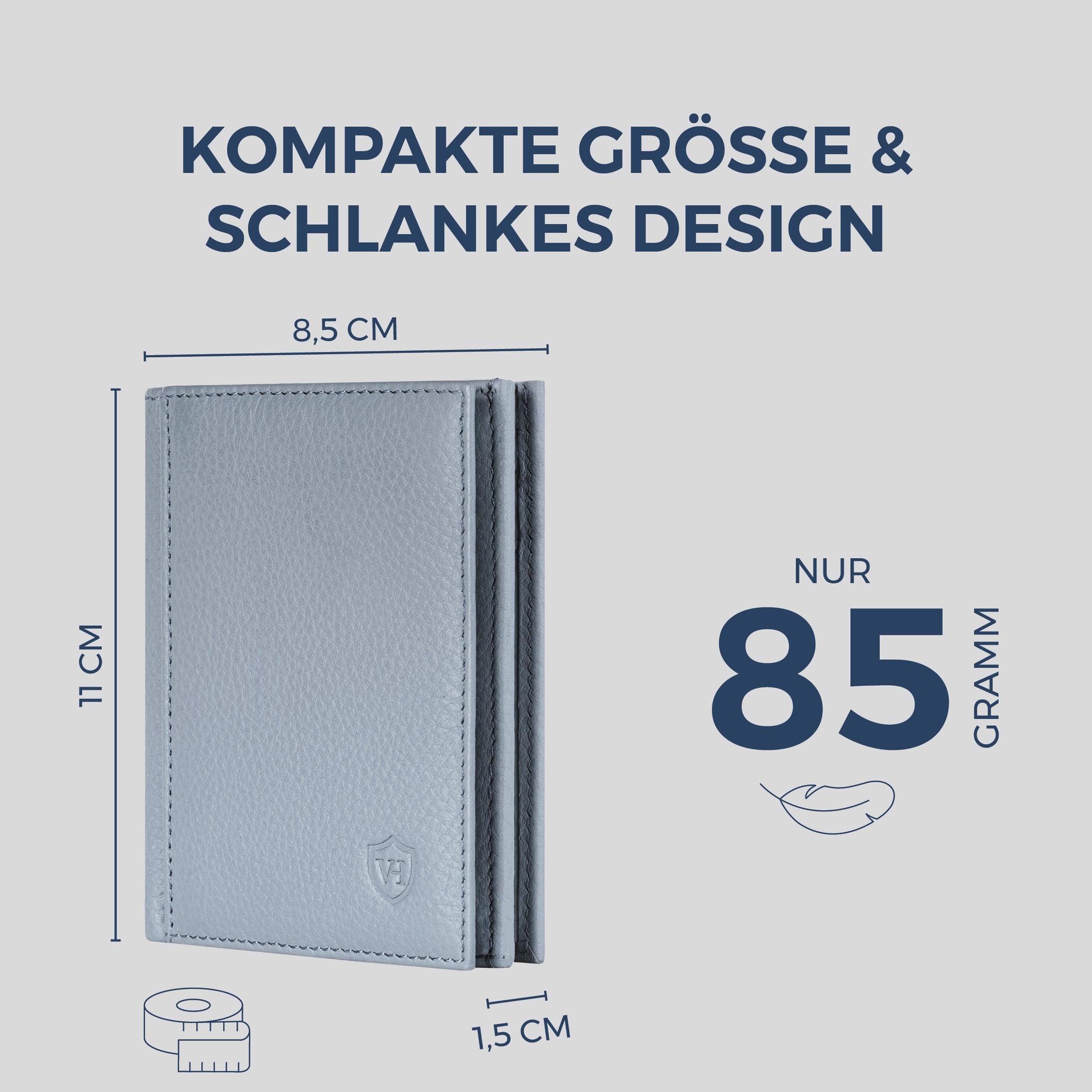 Geldbörse mit RFID-Schutz, 8 Kartenfächer und XXL-Münzfach (Genarbt)