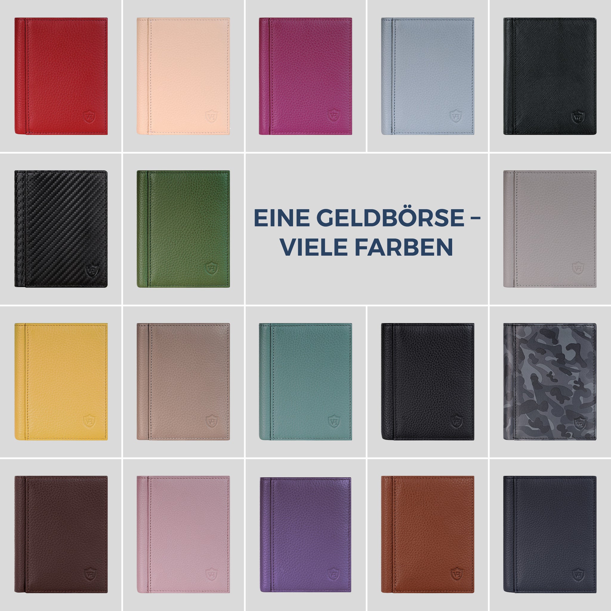 Geldbörse mit RFID-Schutz, 8 Kartenfächer und XXL-Münzfach (Genarbt)