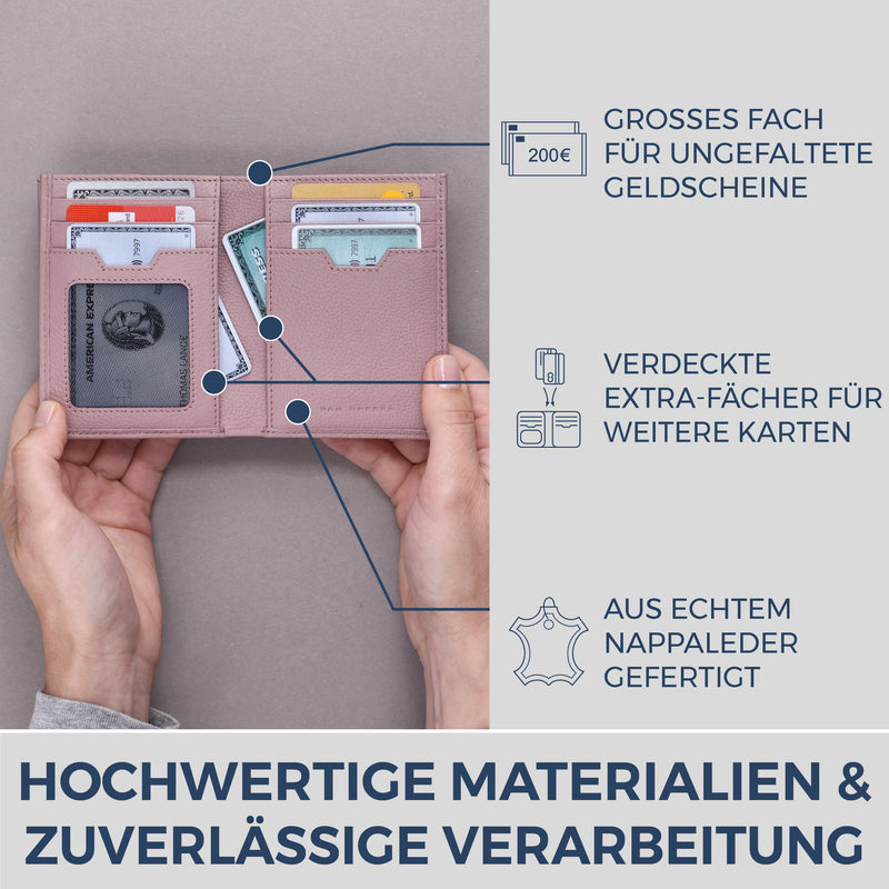 Geldbörse mit RFID-Schutz, 8 Kartenfächer und XXL-Münzfach (Genarbt)