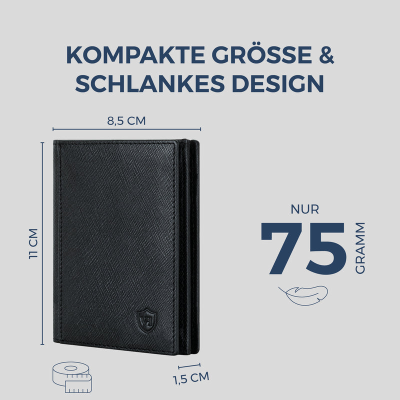 Geldbörse mit RFID-Schutz, 8 Kartenfächer und XXL-Münzfach