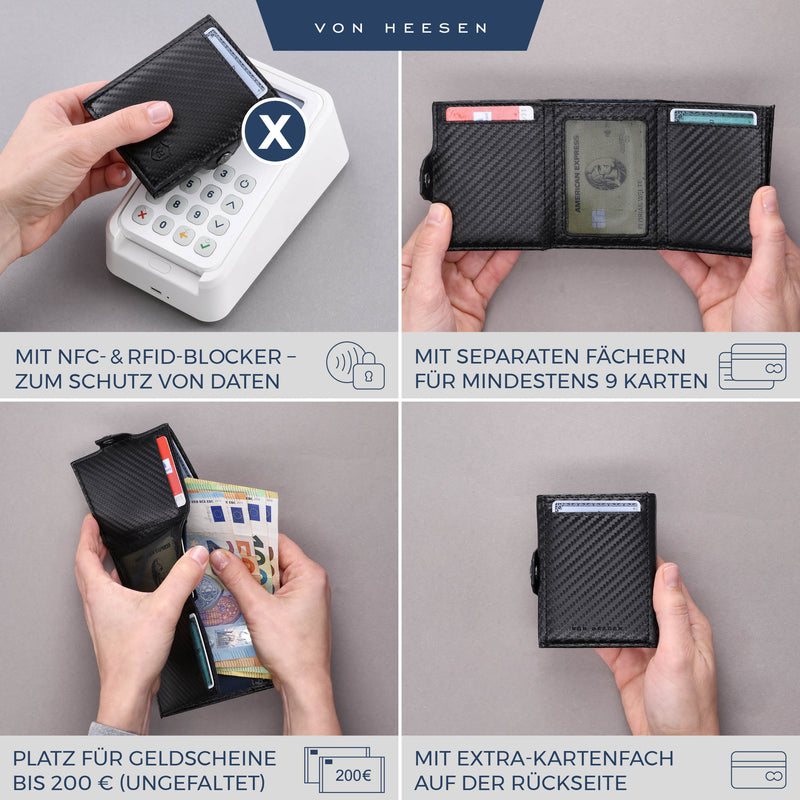 Slim Wallet mit RFID-Schutz und 6 Kartenfächer