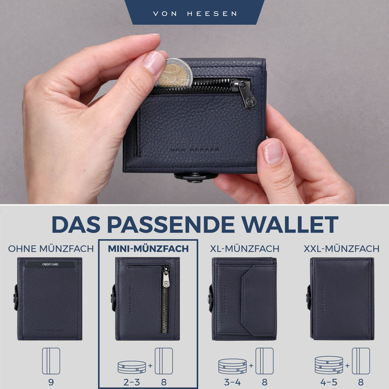 Slim Wallet mit RFID-Schutz, 5 Kartenfächer und Mini-Münzfach