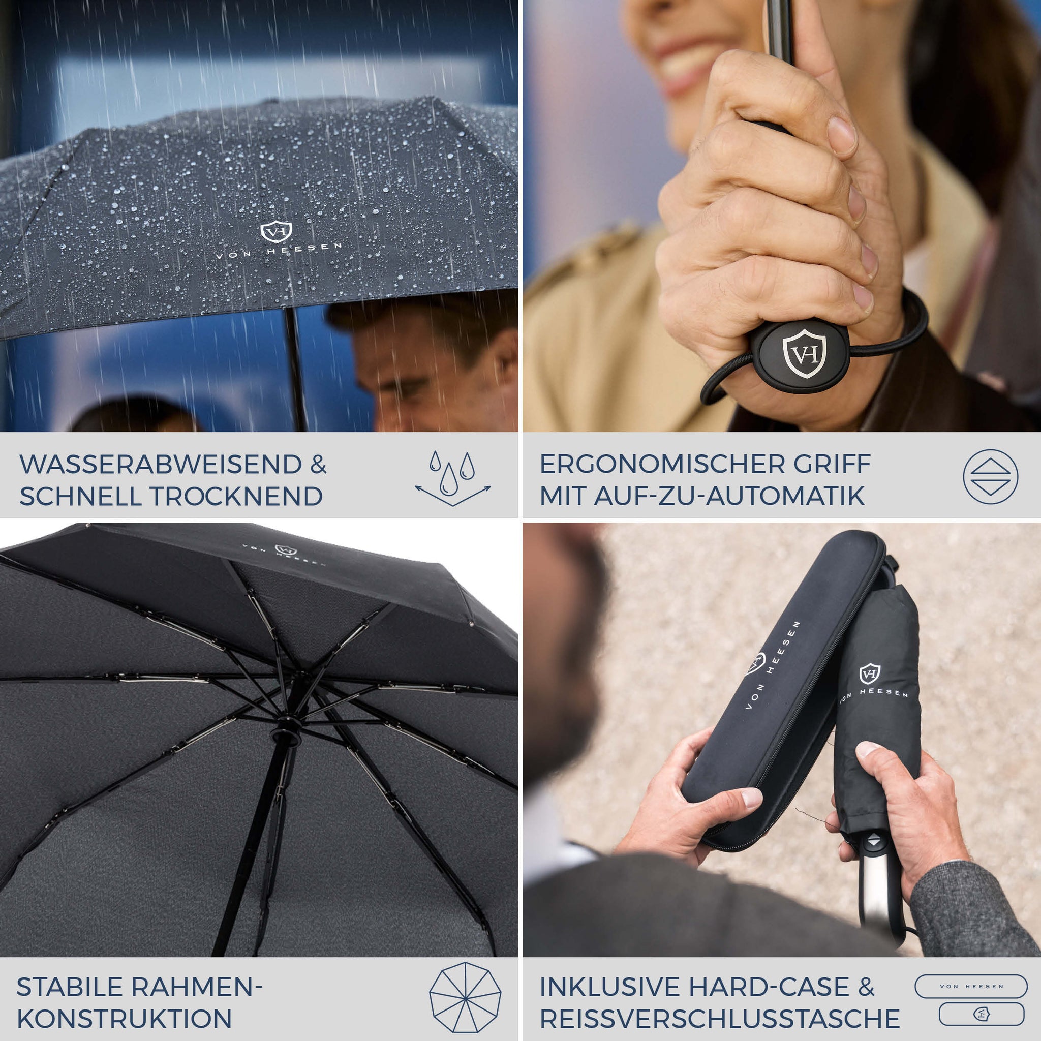 Regenschirm mit Auf-Zu-Automatik