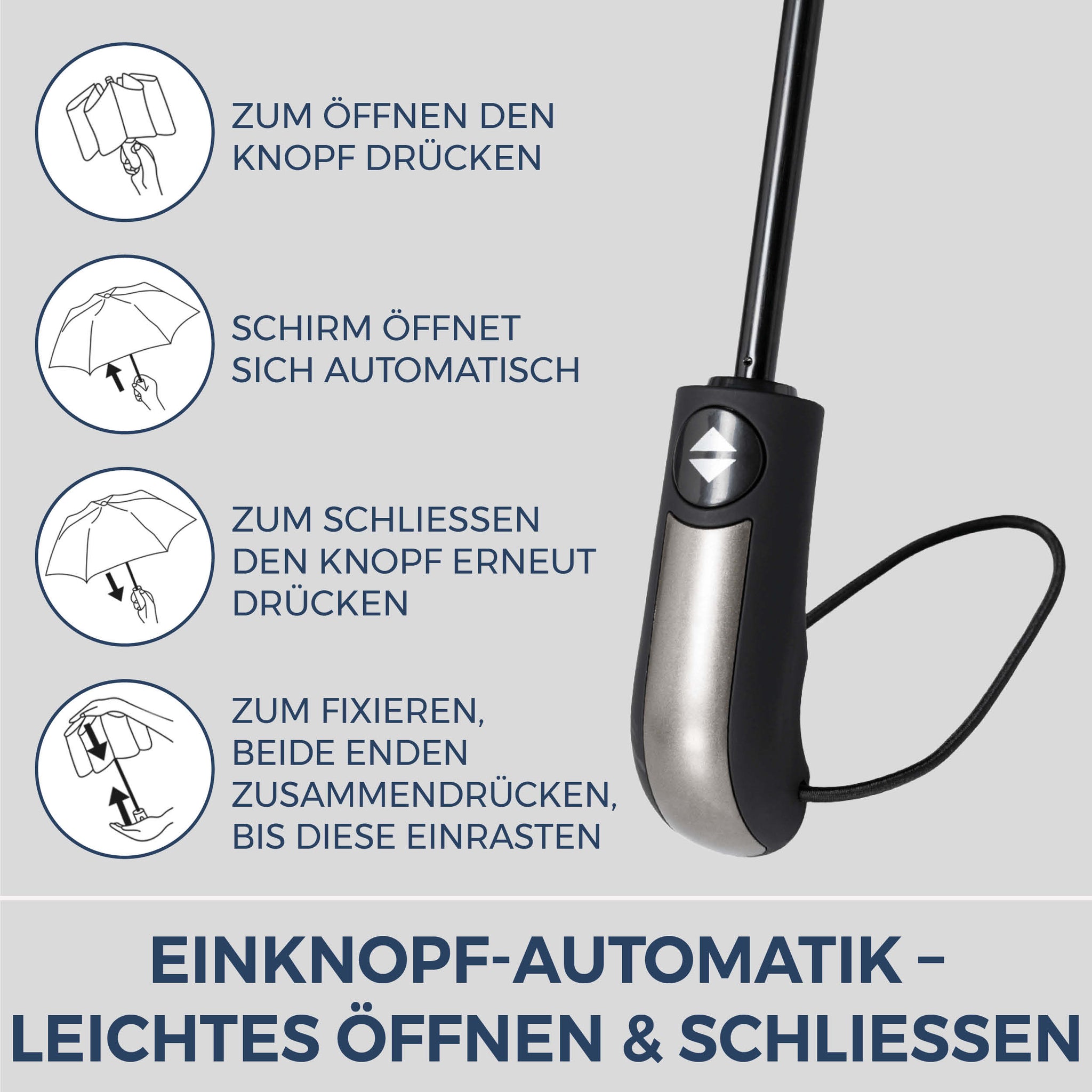 Regenschirm mit Auf-Zu-Automatik