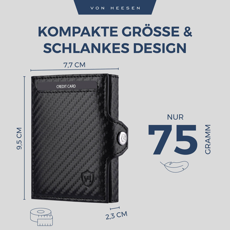 Slim Wallet mit RFID-Schutz, 5 Kartenfächer und XL-Münzfach