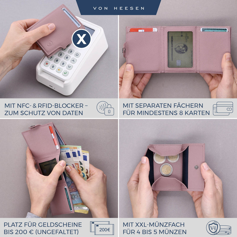 Slim Wallet mit RFID-Schutz, 5 Kartenfächer und XXL-Münzfach