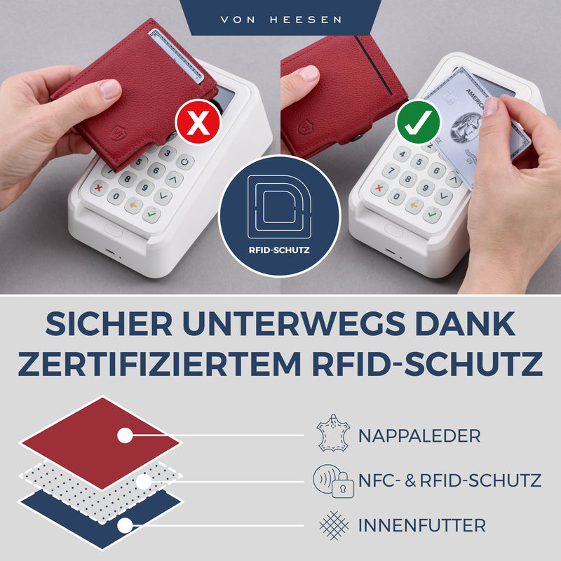 Slim Wallet mit RFID-Schutz, 5 Kartenfächer und XXL-Münzfach