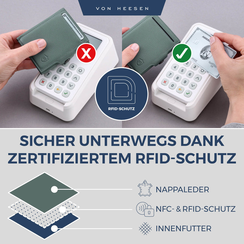 Slim Wallet mit RFID-Schutz, 5 Kartenfächer und XXL-Münzfach