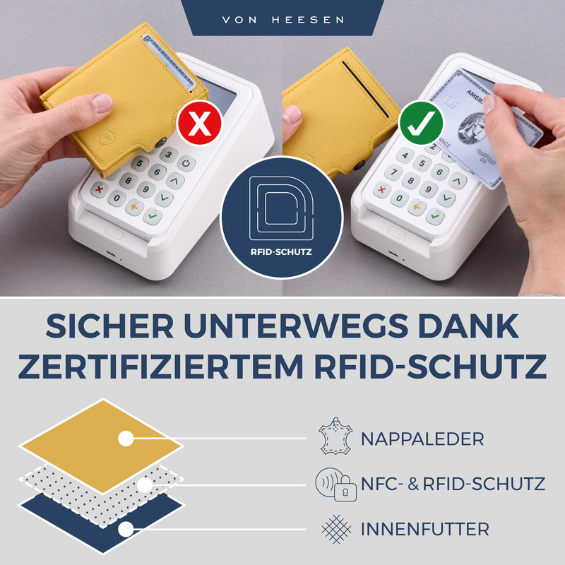 Slim Wallet mit RFID-Schutz, 5 Kartenfächer und XXL-Münzfach