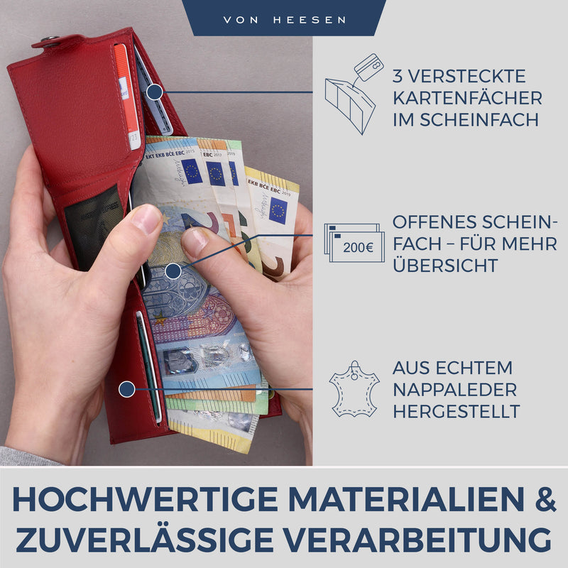 Slim Wallet mit RFID-Schutz, 5 Kartenfächer und XXL-Münzfach