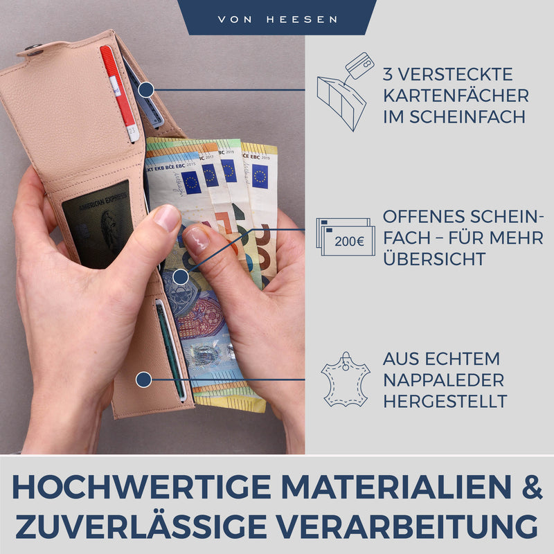 Slim Wallet mit RFID-Schutz, 5 Kartenfächer und XXL-Münzfach