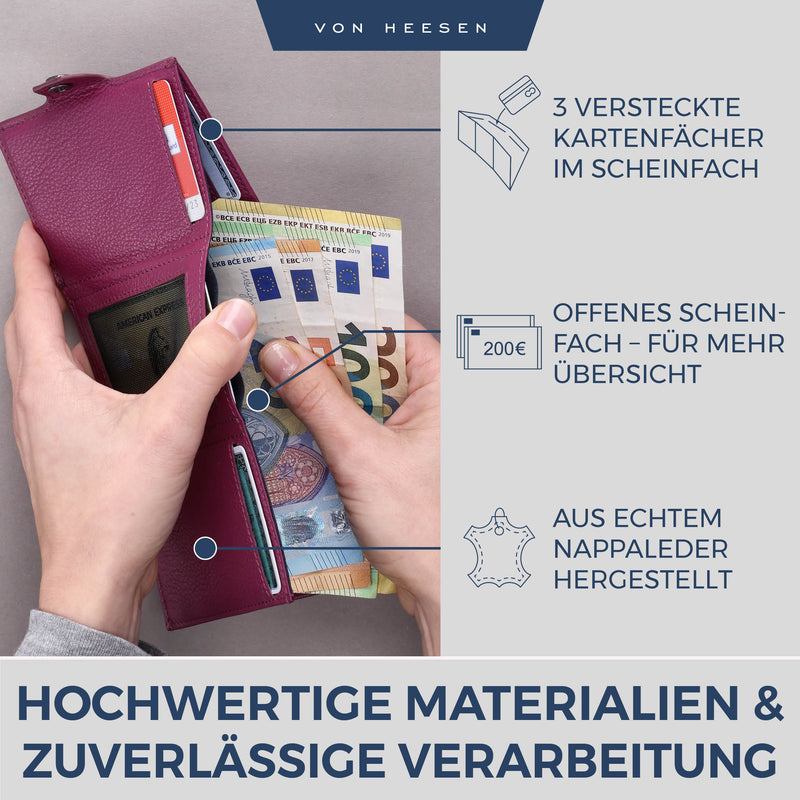 Slim Wallet mit RFID-Schutz, 5 Kartenfächer und XXL-Münzfach
