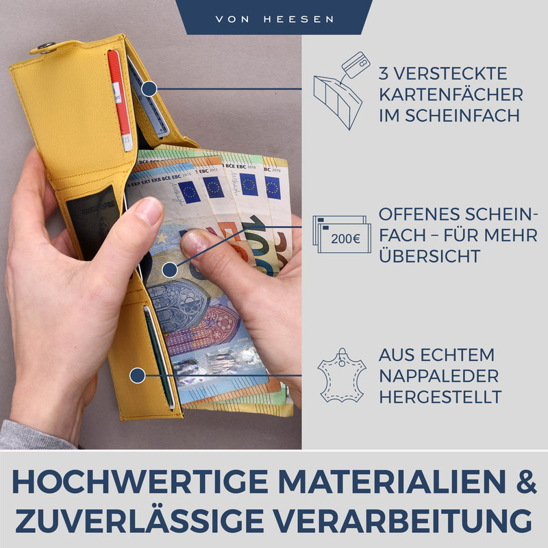 Slim Wallet mit RFID-Schutz, 5 Kartenfächer und XXL-Münzfach