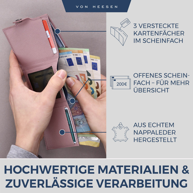 Slim Wallet mit RFID-Schutz, 5 Kartenfächer und XXL-Münzfach