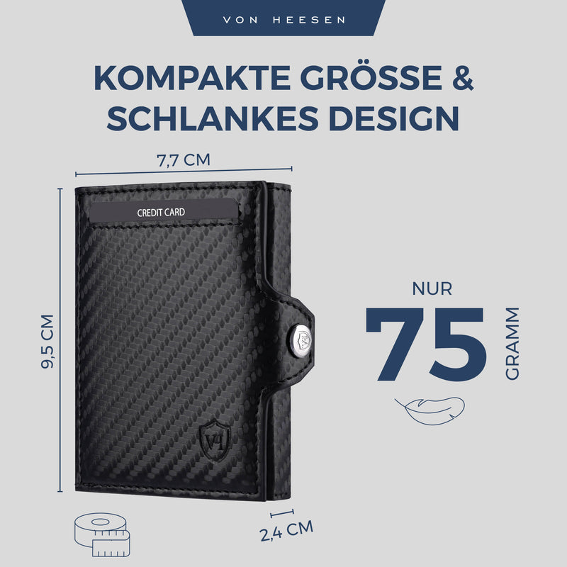 Slim Wallet mit RFID-Schutz, 5 Kartenfächer und XXL-Münzfach